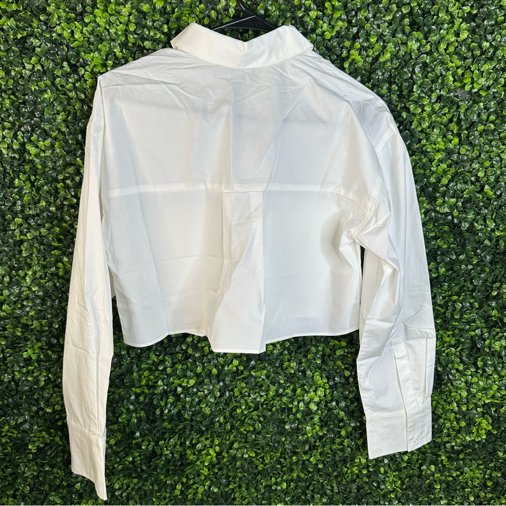 Nwt Grey Lab white Button-Up Blouse‎ cropped - Picture 6 of 8